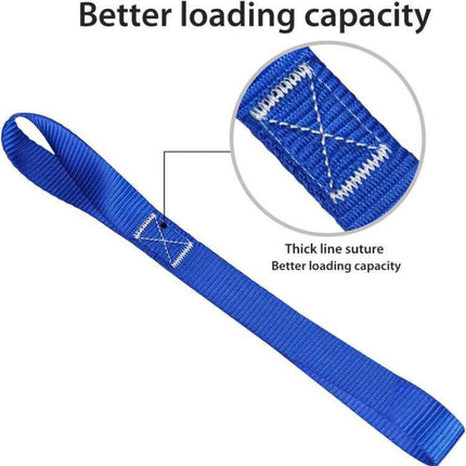 Multi-Purpose Luggage Straps for ATVs and Motorcycles — blue durable 1.1mm PP webbing loop with reinforced cross-stitching for better loading capacity