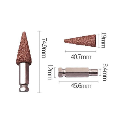Grinding Head for Tire Defect Repairs in Garage Settings - tungsten steel cone grinding head with measurements for mechanic tire repair