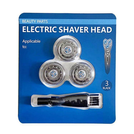 Replacement Shaving Heads for Philips Shavers Everyday Grooming - stainless steel 3-blade replacement shaving heads on blue packaging