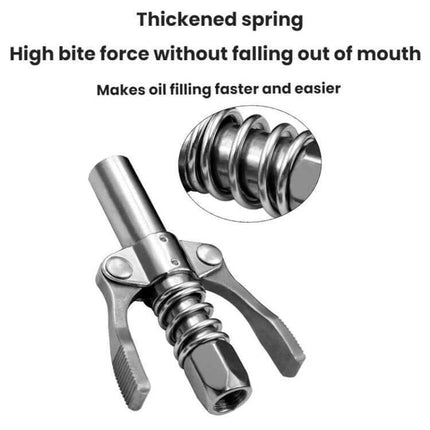 Car Grease Nozzle, Double-Handle For Quick Lubrication - alloy double-handle grease nozzle with thickened spring and extended outlet for heavy equipment maintenance