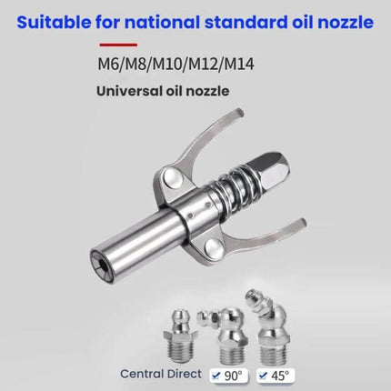 Car Grease Nozzle, Double-Handle For Quick Lubrication alloy double-handle grease nozzle for excavators tractors bulldozers ships vehicles