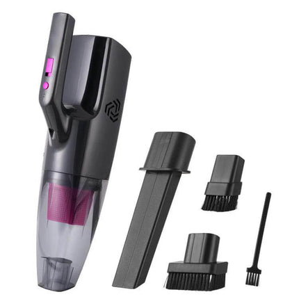 Compact Handheld Vacuum Cleaner for Car and Desk Cleaning - cordless black mini vacuum with USB-C, washable HEPA filter and multiple brush nozzles