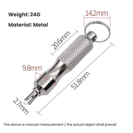 Essential Wrench for Everyday Vehicle and Bike Upkeep metal valve core wrench keychain with dimensions 51.8mm x 20.6mm for cars bikes EVs