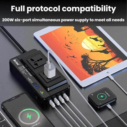 Meind 200W Car Power Inverter for Charging Devices On the Go powering tablet, phone and smartwatch from car outlet