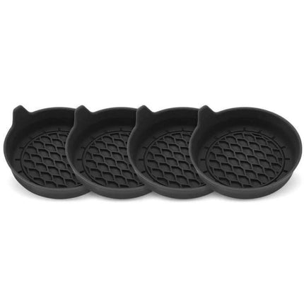 Car Coaster With Handle Keeps Drinks In Place In Car - black silicone set with ergonomic handle for easy removal and anti-slip grip