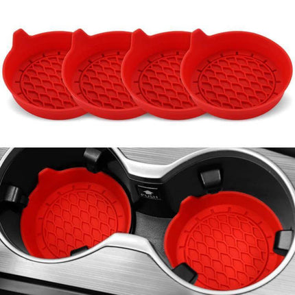 Car Coaster With Handle Keeps Drinks In Place In Car silicone red set fits cup holders ergonomic handle heat-resistant anti-slip