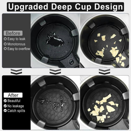 Car Coaster With Handle Keeps Drinks In Place In Car silicone anti-slip ergonomic handle deep cup design catches spills and prevents leakage