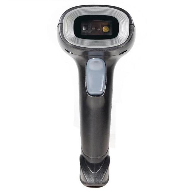 Portable QR Code and Barcode Scanner for Retail Use - handheld scanner front view with trigger and CMOS sensor for retail inventory