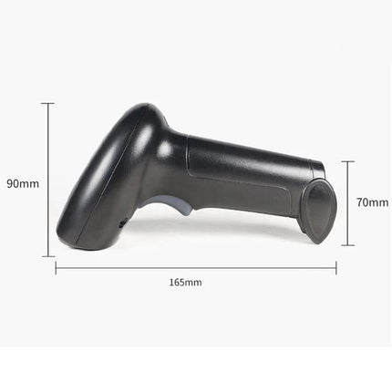 Portable QR Code and Barcode Scanner for Retail Use - black handheld scanner 165mm x 90mm x 70mm, 640x480 CMOS sensor for inventory and product tracking