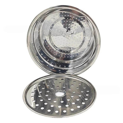 Stainless Steel Steamer Basket for Thermomix, Two-Layer Veg and Rice - top and base perforated trays for steaming rice and vegetables
