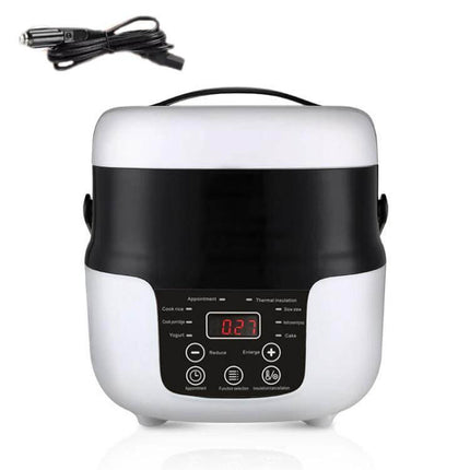 Car-Mounted Push-Button Rice Cooker For Travel, 2L Capacity - compact 12V/24V/220V travel rice cooker with digital panel and car adapter