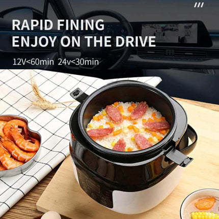 Car-Mounted Push-Button Rice Cooker For Travel, 2L Capacity - 2.0L car rice cooker cooking meals on the go, 12V/24V/220V microcomputer control
