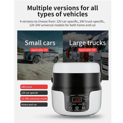 Car-Mounted Push-Button Rice Cooker For Travel, 2L Capacity - 12V 24V 220V portable rice cooker for small cars and large trucks, 2.0L