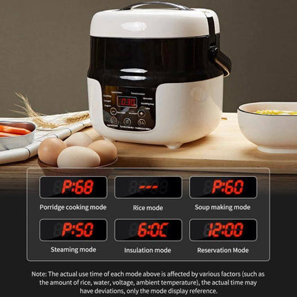 Car-Mounted Push-Button Rice Cooker For Travel, 2L Capacity - compact 2.0L travel rice cooker with microcomputer control and multi-voltage support for road trips