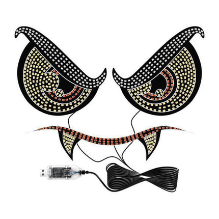 Demon Eye Car LED Ambient Light USB Powered Interior Accent showing dual eye LED strips with USB plug and wiring