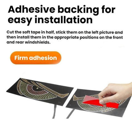 USB Demon Eye LED Car Indicator Light For Vehicles Easy Install adhesive-backed LED windshield strips showing firm adhesion and easy installation