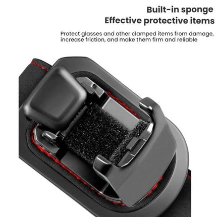 Car Sun Visor Glasses Holder Snap On Design For Quick Access - close-up of suede snap-on holder with zinc alloy frame and protective sponge