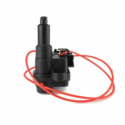 Fuel Cap Release Lock Actuator Replacement For Audi Vehicles black plastic actuator with red wiring, OEM-style fuel cap release replacement
