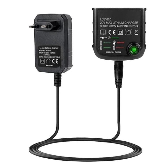 Black&Decker Lithium Battery Charger for Multiple Plugs compact black charger with LED indicator and cable for power tool batteries