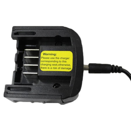 Black&Decker Lithium Battery Charger for Multiple Plugs charging cradle with warning label and cable, ideal for cordless tool battery charging
