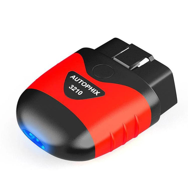 AUTOPHIX Scanner for Routine Vehicle Maintenance Checks - compact red Bluetooth OBD2 diagnostic tool showing LED and OBD port