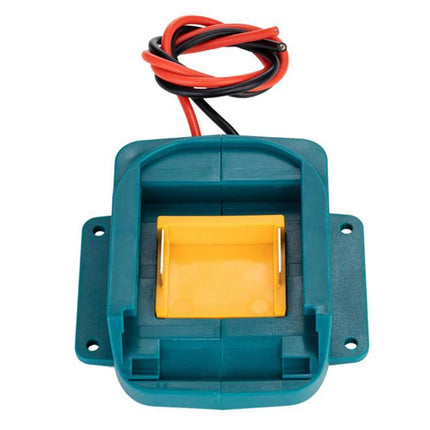 Makita Battery Converter for Safe Everyday Tool Use - teal adapter with yellow latch and red/black wires, 18V battery converter for home and jobsite protection