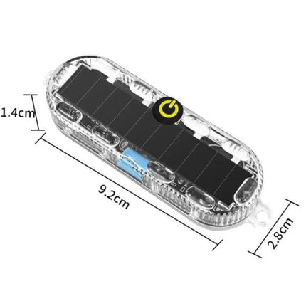 Car Solar-Powered Anti-Collision Warning Light 2-Pack compact solar LED unit 9.2cm x 2.8cm x 1.4cm clear housing with power button