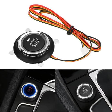 12V Universal Car Start Button With One Key Start For Easy Car Start - compact push-button ignition kit with silicone key, wiring harness, retrofit for 12V vehicles