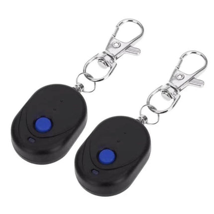 Remote Car Anti-Theft Device with Engine Shutdown Control - black remote key fob pair with blue button and metal clips