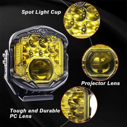 7 Inch LED Headlight For Vehicles Everyday Driving Light - 7-inch plug-and-play waterproof LED headlight with projector lens and tough PC lens