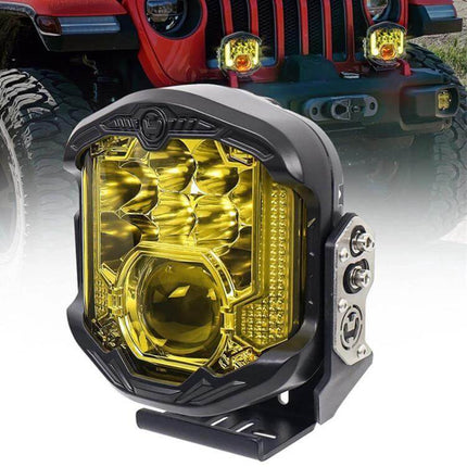 7 Inch LED Headlight For Vehicles Everyday Driving Light - yellow lens off-road plug-and-play IP67 headlight mounted on Jeep