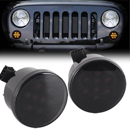 Wrangler Plum Blossom Yellow LED Turn Signals 2 Pack front Jeep plug-in replacement amber plum blossom yellow LEDs 12V 83-LED set