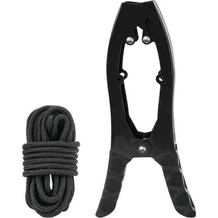 Canoe And Kayak Anchor Clamp With Toothed Jaws For Securing Your Kayak - black clamp with paracord for deck grip and reduced drift