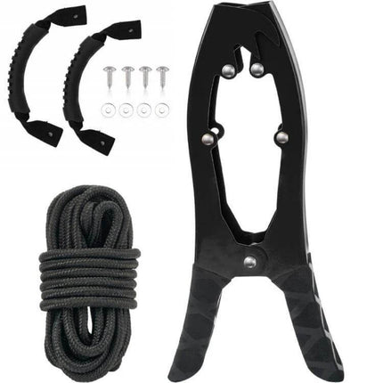 Canoe And Kayak Anchor Clamp With Toothed Jaws For Securing Your Kayak – black clamp, paracord and mounting hardware