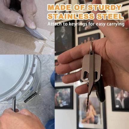 Portable Crowbar Keychain Tool With Bottle Opener For Everyday Use - stainless steel pry bar on keyring for opening bottles, prying lids, scraping and tightening