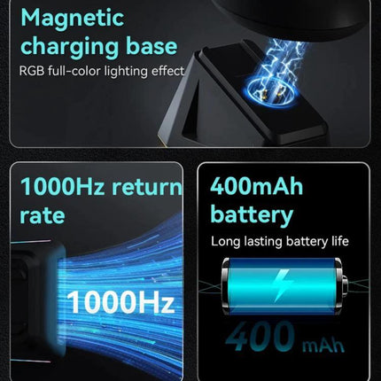 Ajazz Tri-Mode Wireless Mouse for Everyday Computing and Gaming with magnetic charging base, 1000Hz polling and 400mAh battery
