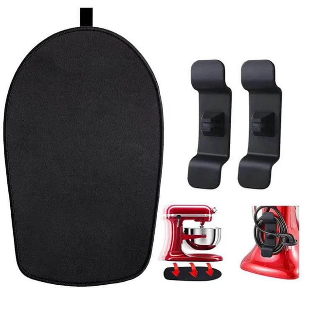 Kitchen Blender Non Slip Mat Large With Cord Clips black oval double-sided non-slip mat with two cord clips for mixers and blenders