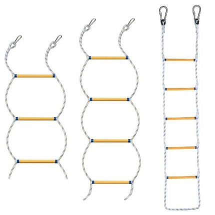 Resin Training Rope Ladder For Boat Climbing 1m Everyday Use - UV-resistant rope and high-strength resin ladder with yellow steps for boats and kayaks