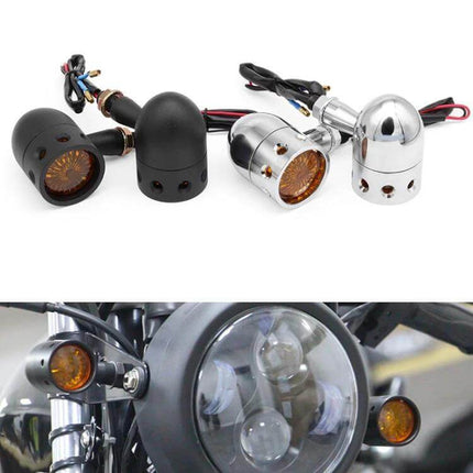 Hollow Motorcycle Turn Signal Light Set, Amber For Easy Visibility - compact amber LED indicators with 10 mm bolt thread for easy replacement and mounting