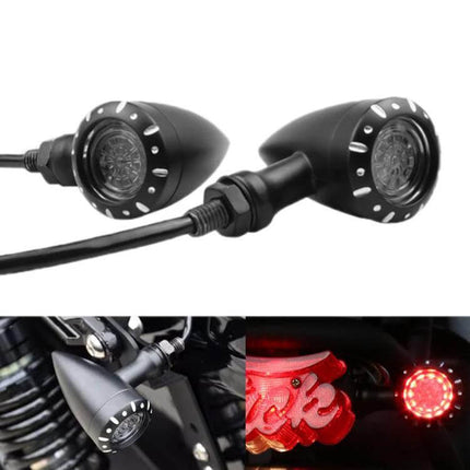 Two-Piece Motorcycle Retrofit LED Turn Signal Lights compact black LED indicators for sport cruiser touring motorcycles