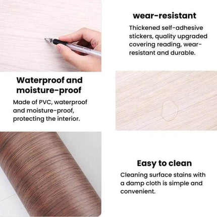 Car Interior Decoration Sticker PVC Waterproof For Everyday Use - PVC waterproof, wear-resistant, easy-clean woodgrain dashboard and trim film with thick self-adhesive backing