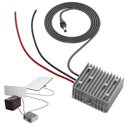 Portable Voltage Converter for 12V/24V to 57V with DC Cable compact step-up DC converter with cable, battery hookup and cooling fins for vehicles and RVs