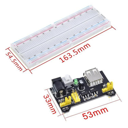 Breadboard Kit with 830 Holes, Power Module and Jumper Wires - 830-hole solderless breadboard with power module and jumper wires for prototyping