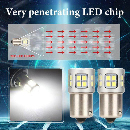 S25 30-SMD LED Bulb Turn Brake Tail Lights Cool White bright 360-degree beam for reversing brake and turn signal in 1156/1157 sockets