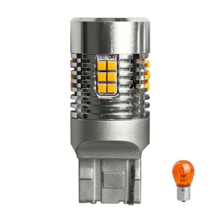 Automotive LED Turn Signal Light With Fan For Cars - aluminum housing plug-and-play LED bulb with built-in fan for 12–24V vehicles