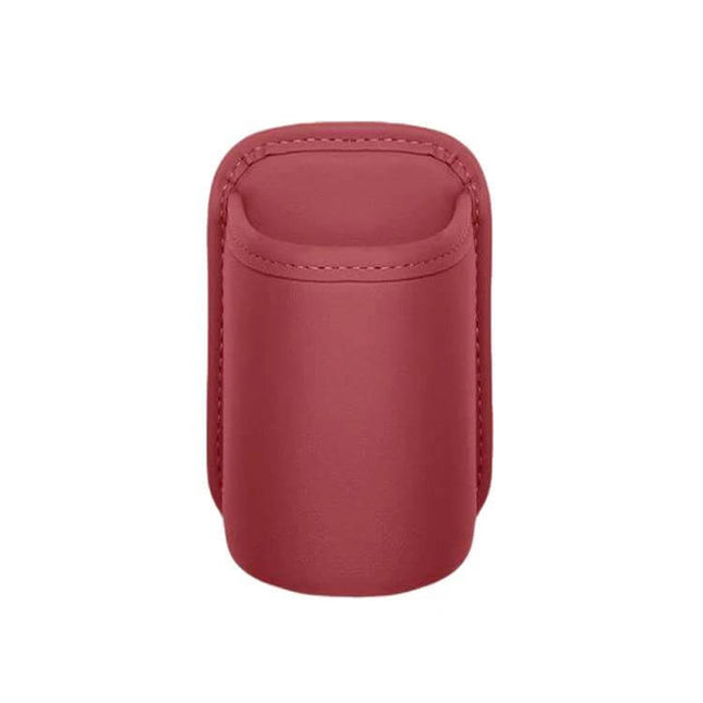 Leather Car Cup Holder Seat Back Storage Bag For In Car Organization - red leather clip-on cup holder and small storage pocket