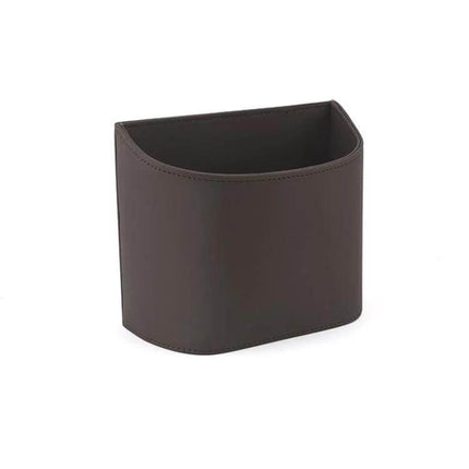 Hanging Leather Car Trash Can Clip On Storage Box For Car Interior in brown Nappa leather, compact clip-on car organizer for trash and small items