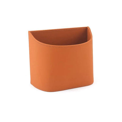 Hanging Leather Car Trash Can Clip On Storage Box For Car Interior - tan Nappa leather hanging car trash bin, clip-on storage for receipts and small items
