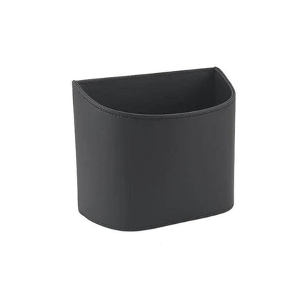 Hanging Leather Car Trash Can Clip On Storage Box For Car Interior - black Nappa leather hanging car trash bin, compact clip-on storage