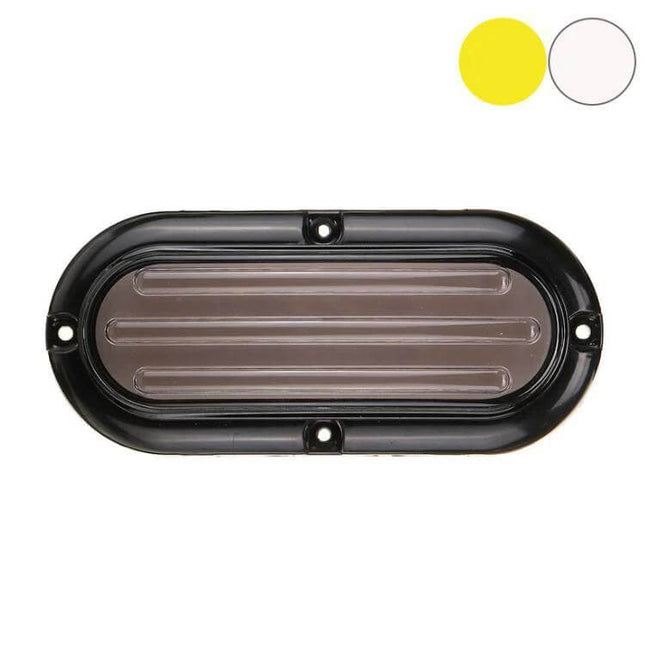 Truck Trailer Taillights 74 LED For Trucks And Trailers - oval black housing LED taillight assembly, 44 red and 30 yellow multi-signal, IP67, 10–30V replacement